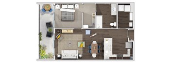 1 bed 1 bath floor plan M at 20 Midtown, Birmingham, AL