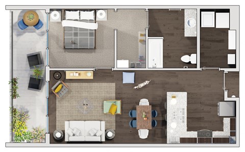 1 bed 1 bath floor plan M at 20 Midtown, Birmingham, AL