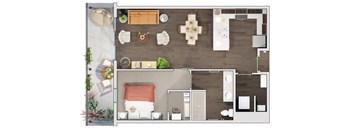 1 bed 1 bath floor plan U at 20 Midtown, Alabama