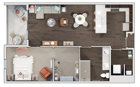 1 bed 1 bath floor plan Y at 20 Midtown, Birmingham, Alabama