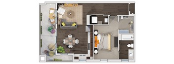 1 bed 1 bathroom floor plan H at 20 Midtown, Birmingham, AL
