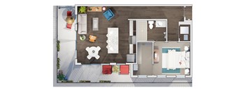 1 Bed 1 Bath floor plan at 20 Midtown, Birmingham, 35233