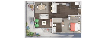 1 bed 1 bathroom floor plan P at 20 Midtown, Birmingham
