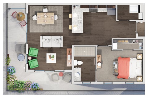 1 bed 1 bathroom floor plan P at 20 Midtown, Birmingham