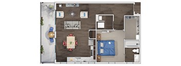 1 bed 1 bathroom floor plan R at 20 Midtown, Alabama