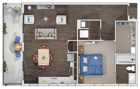 1 bed 1 bathroom floor plan R at 20 Midtown, Alabama