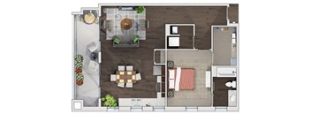 1 bed 1 bathroom floor plan X at 20 Midtown, Birmingham, 35233