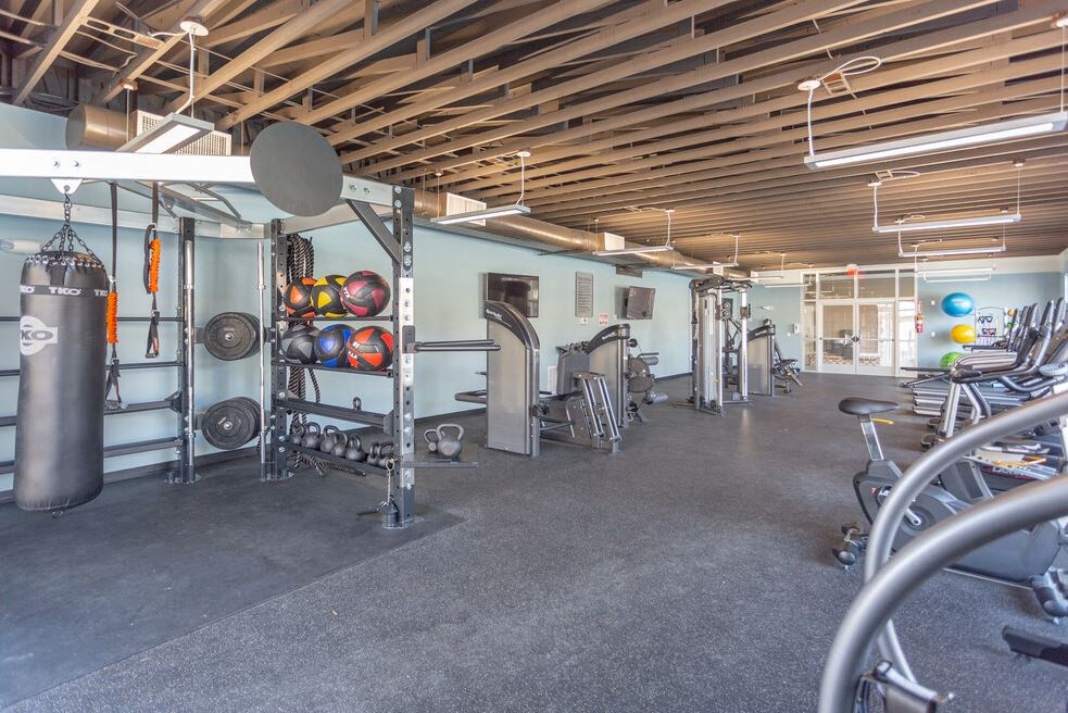 free weights at Ascent Jones Apartments in Huntsville, Alabama