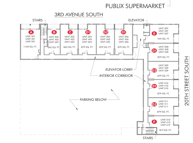a plan of the ground floor of a shopping mall with a parking lot