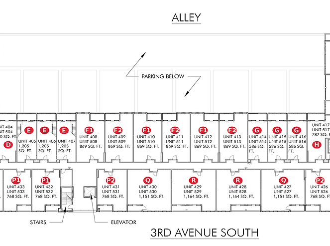 a plan of the 3rd avenue south seating area of a baseball stadium