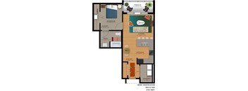 1 bedroom 1 bathroom floor plan G at 20 Midtown, Alabama