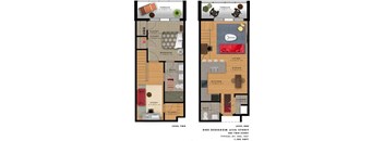 1 bedroom 1.5  bathroom floor planat 20 Midtown, Alabama