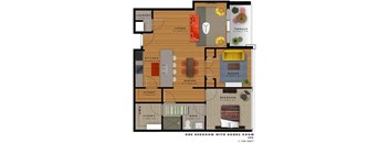 1 bedroom 1 bathroom floor plan S at 20 Midtown, Alabama, 35233