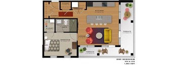 A2O Floor Plan at 20 Midtown, Birmingham, AL, 35233