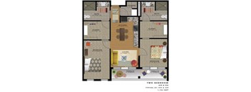 2 bedroom 2 bathroom Floor plan N at 20 Midtown, Birmingham, 35233