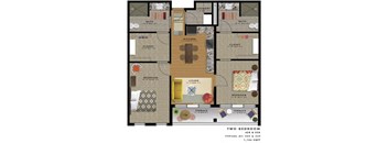 2 bed two bathroom floorplan with walk-in closet at Reserve on 3rd Apartments, Birmingham, AL