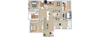 a floor plan of a house with furniture and a living room