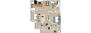 a floor plan of a house with a bedroom and a living room