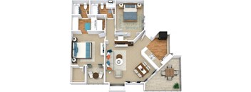 a floor plan of a house with a bedroom and a living room
