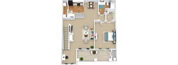 a floor plan of a house with a bedroom and a living room