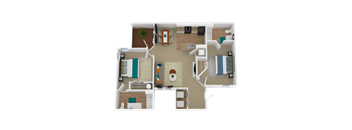 a 3d drawing of a floor plan of a house