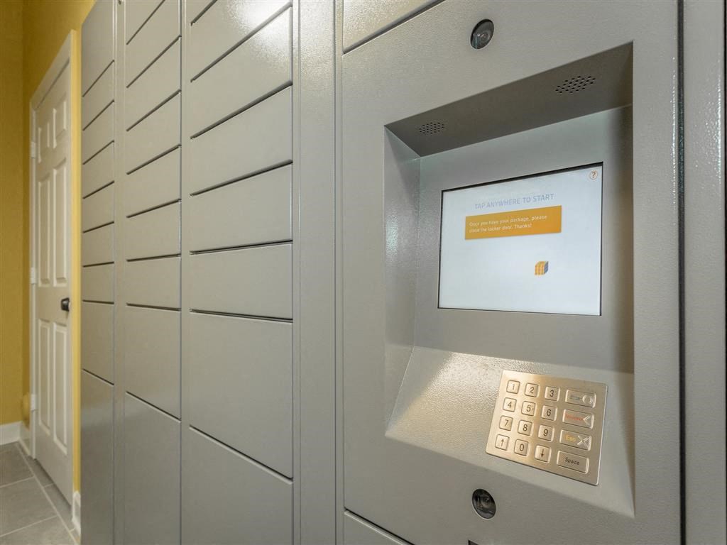 a filing cabinet with a calculator on the door