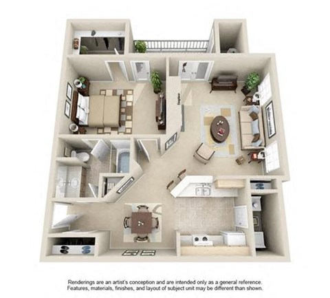a bedroom floor plan with a bathroom and a living room