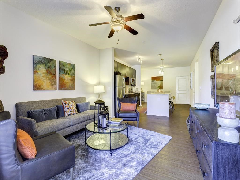 One Bedroom Apartments in Louisville Kentucky - SpringHouse - Living Room with Wood-Style Flooring