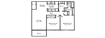 2 Bedroom, 1 Bathroom