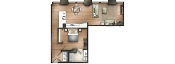 1 bedroom 1 bathroom H Capstone Floor Plan at The Tower Apartments, Alabama, 35401