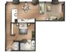 1 bedroom 1 bathroom H Capstone Floor Plan 1 bedroom 1 bathroom H Capstone Floor Plan at The Tower, Alabama, 35401