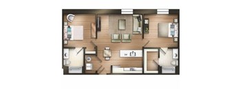 2 bedroom 2 bathroom D Coleman Floor Plan at The Tower,  ApartmentsTuscaloosa, Alabama