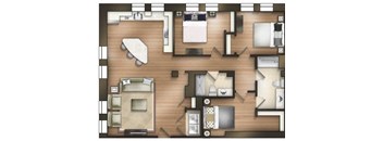 3 bedroom 2 bathroom DuBose Floor Plan at The Tower Apartments, Tuscaloosa, AL