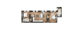 2 bedroom 2 bathroom F Ingram Floor Plan at The Tower Apartments, Alabama