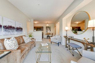 Jefferson Living Room Modern Furnished Living Room at Austin Place - Photo Gallery