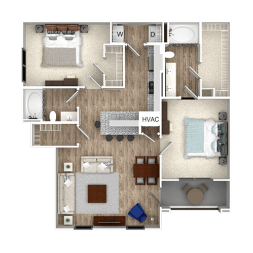The Abita 2 Bedroom, 2 Bathroom at The Collins at 1612 Versailles Business Pkwy, Covington, LA 70433
