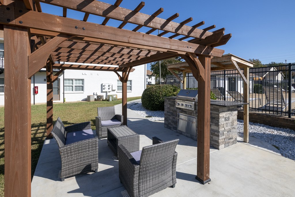 outdoor social space at Ascent Jones Apartments in Huntsville, Alabama