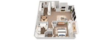 Adair, one-bathroom, one-bathroom floor plan rendering at Summerchase at Riverchase Apartments
