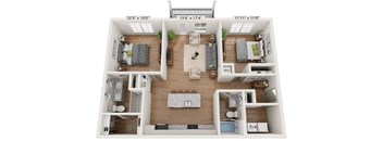 Classic apartment floor plan with private balcony/patio