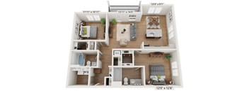 Classic apartment floor plan with private balcony/patio