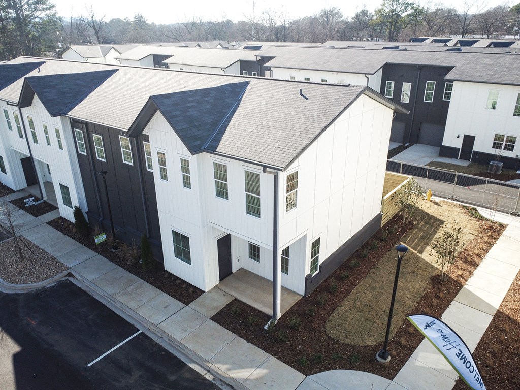 Modern community with two story leased rentals at West Row Apartments and Townhomes in Birmingham, AL