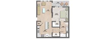 Arden1 one-bedroom, one-bathroom floor plan at Colina Weho in Birmingham, AL