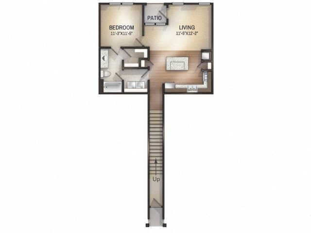 1 bedroom 1 bathroom Argyle II Unfurnished Floor Plan at Tattersall Chesapeake, Chesapeake, VA, 23322