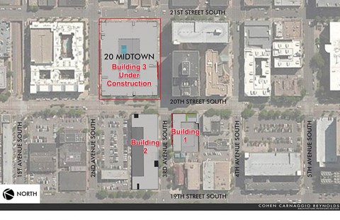 a map showing the locations of building 3 and building 2