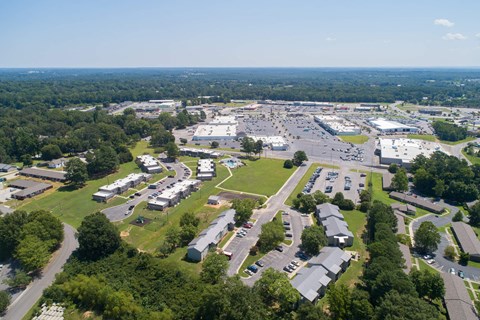an aerial view of the parking lot of a parking lot