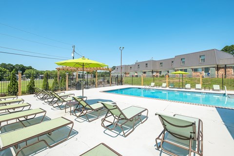 our apartments have a resort style pool with lounge chairs