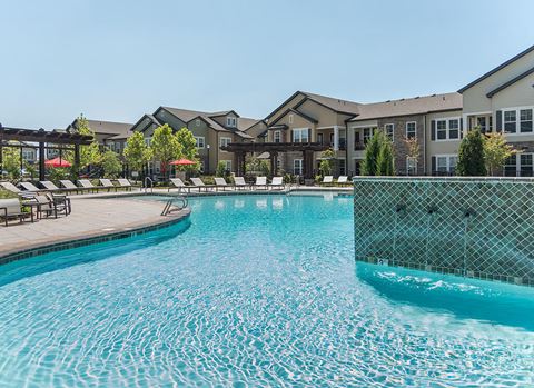 Swimming Pool  with Seating and Pergola at Tattersall Apartments, Chesapeake, Virginia