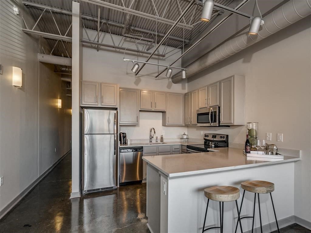 Fitted Kitchen at The Tower Apartments, Tuscaloosa, AL, 35401