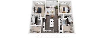 2 bedroom floor plan at Artisan Flats in Birmingham, AL