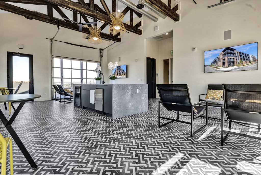 a lobby with a reception desk at Artisan Flats Apartments in Birmingham, AL